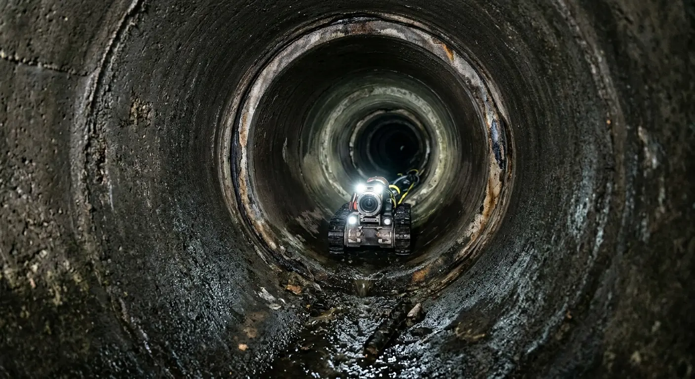 Robotic sewer camera inspecting pipe interior for Sewer Line Cleaning in Havre de Grace